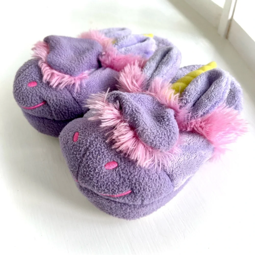 Stompeez Kids Unicorn Slippers Purple & Pink Size Medium Plush Slipper Shoes